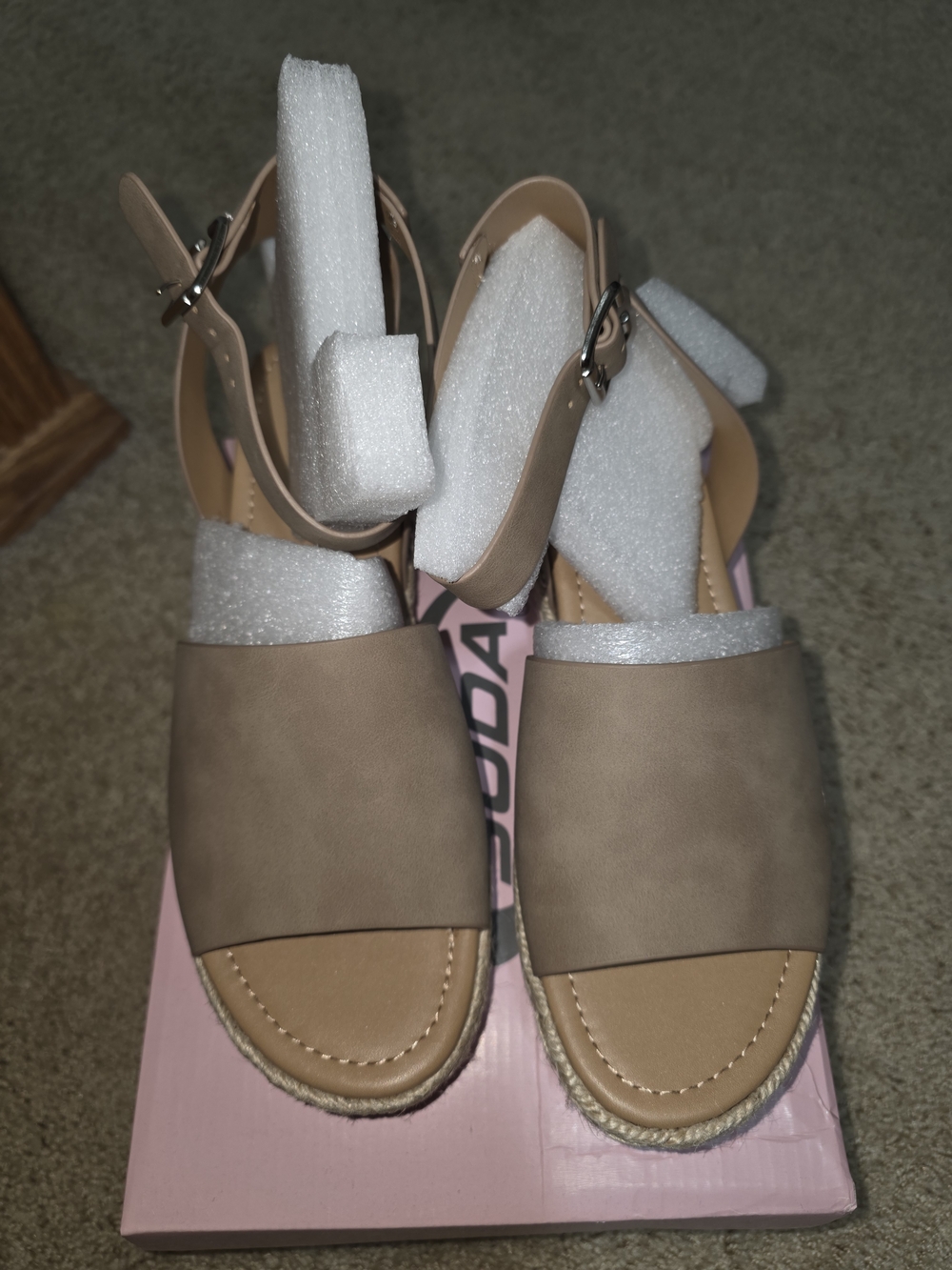 Soda Taupe Open-Toe Ankle-Strap Sandals